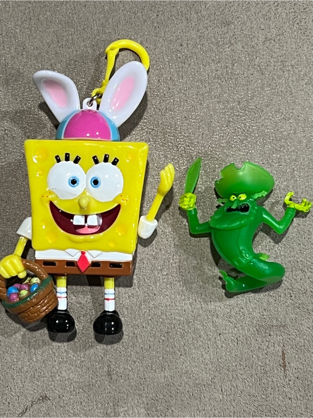 SpongeBob Easter bunny candy dispenser & Flying Dutch pirate pvc figure